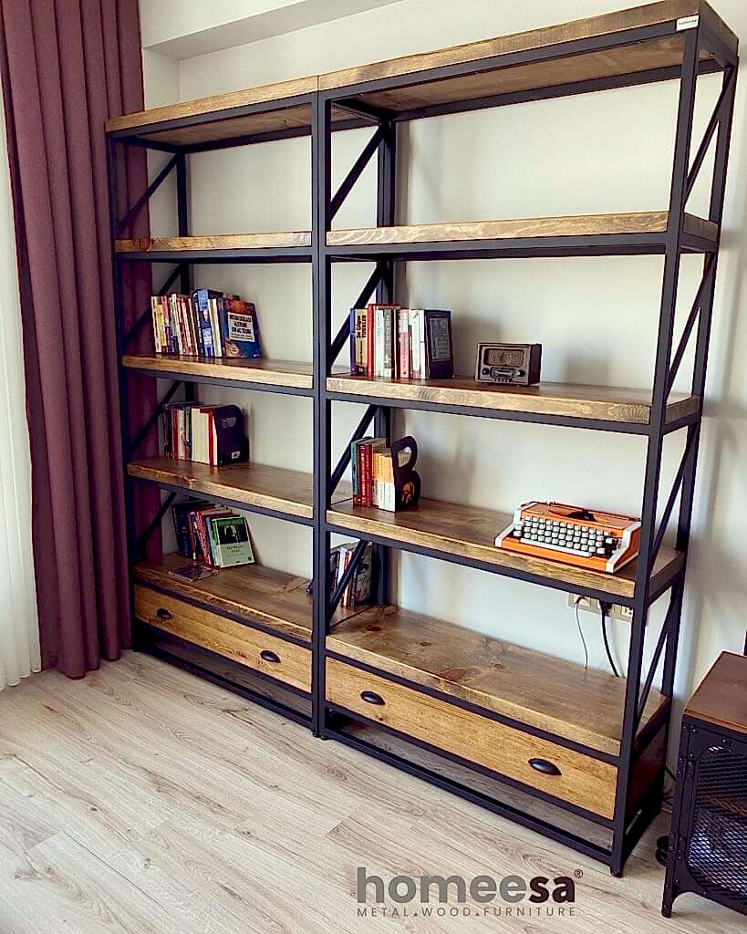 Metal/Ahşap Kitaplık